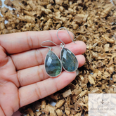 Labradorite Sterling Silver Bezel Set Teardrop Earrings, Gemstone Earrings, Labradorite Earrings, Ear wire Earrings, Wedding Jewelry, Gifts